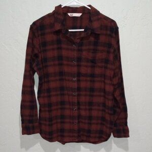 SO Kohl's Women's Size Small Button Down Flannel Long Sleeve Plaid